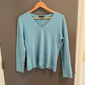 Lands’ End Light Blue Cashmere V-Neck Sweater